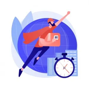 Express delivery service abstract concept vector illustration. air freight logistics, global postal mail, package delivery, fast shipping order, tracking number, post office abstract metaphor.