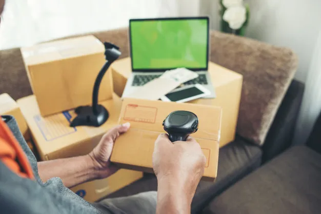 "Barcode machine with box Free Photo"