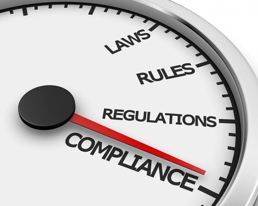 Compliance Rules Laws Regulations Speedometer 3d rendering