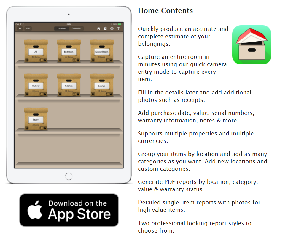 home contents inventory app
