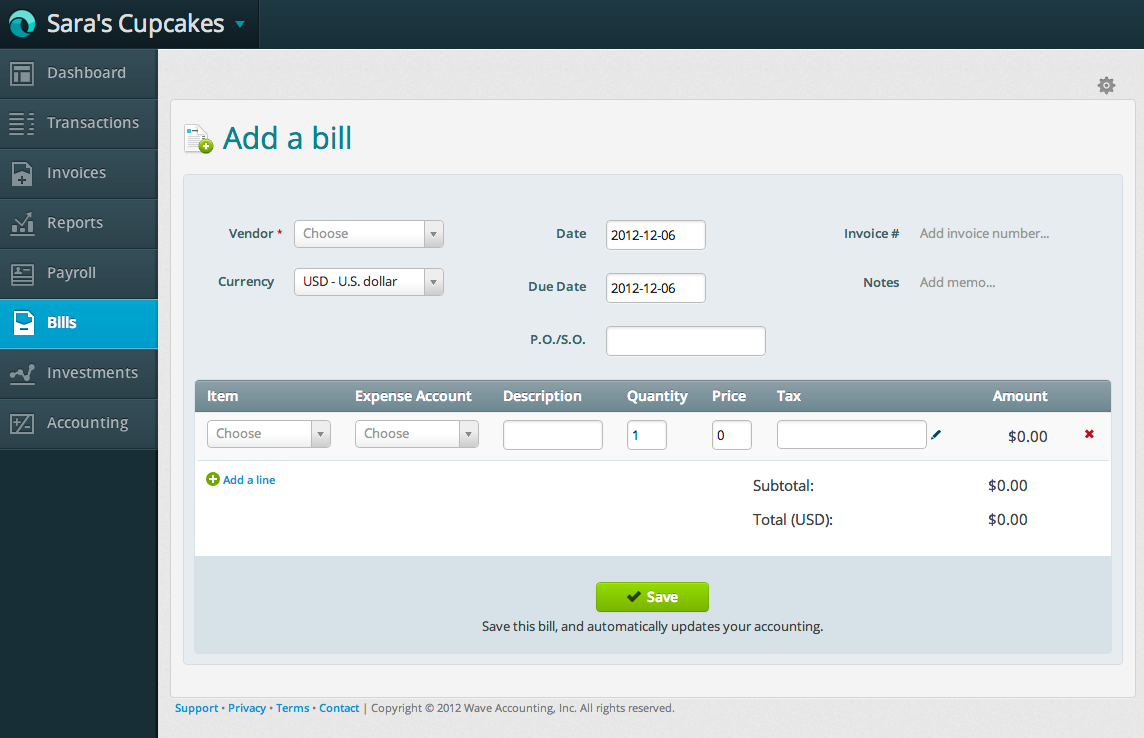 wave invoice template