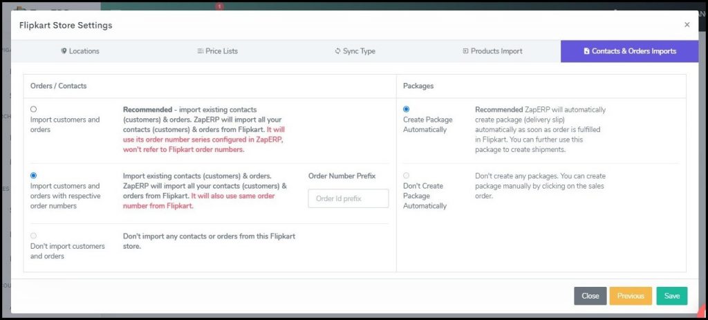 ZapERP Flipkart Settings