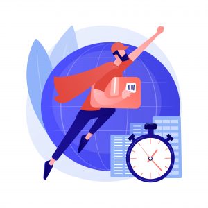 Express delivery service abstract concept vector illustration. air freight logistics, global postal mail, package delivery, fast shipping order, tracking number, post office abstract metaphor.