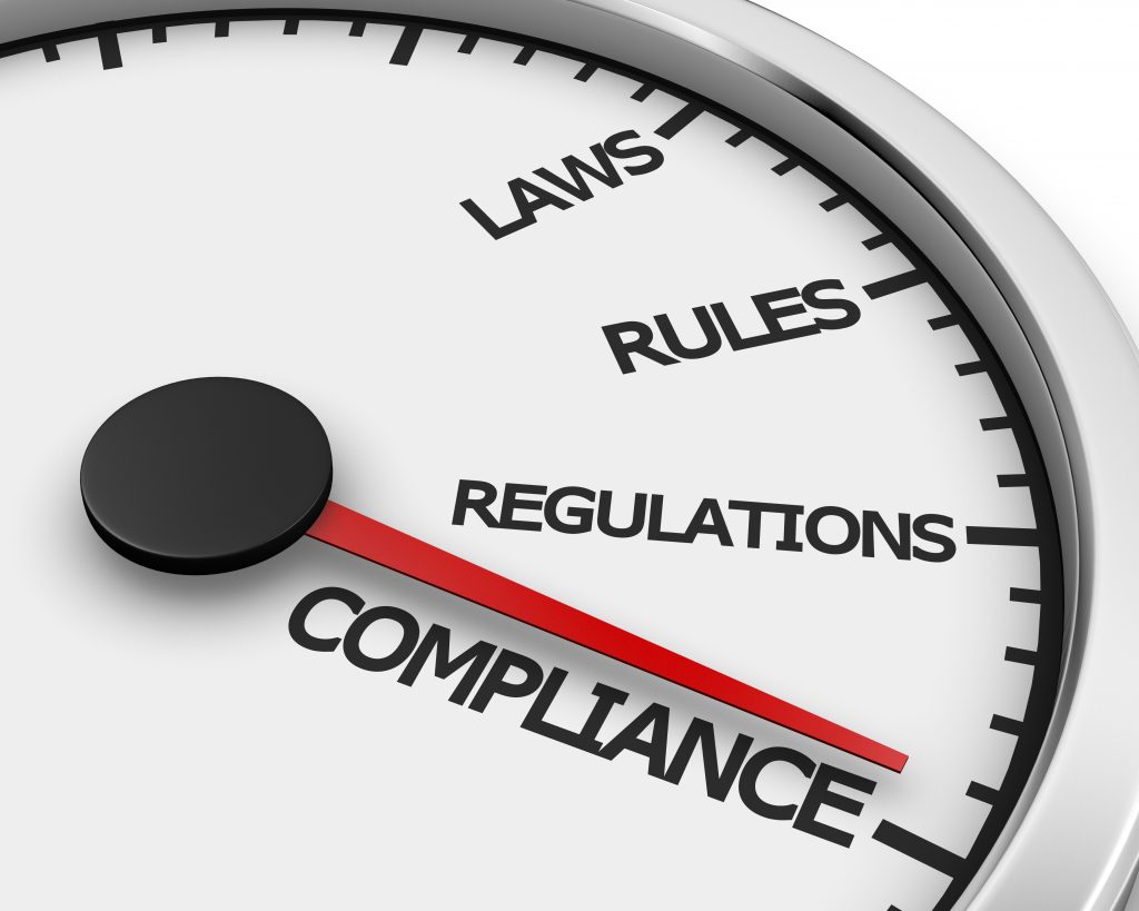 Compliance Rules Laws Regulations Speedometer 3d rendering