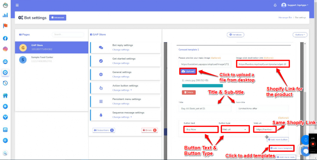 Screenshot on how to sell digital products using SocialBot? 