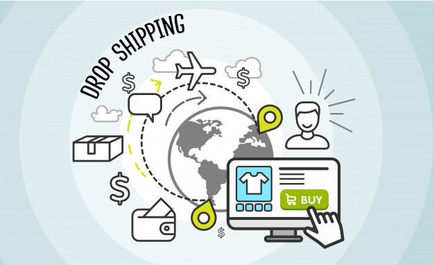 Drop shipping concept. drop ship, cargo and buy, Premium Vector
