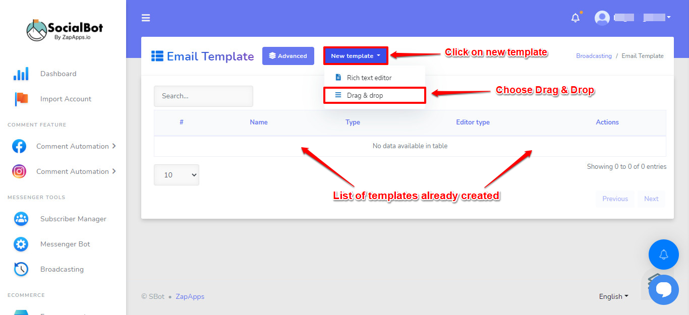 Screenshot on How to Create Beautiful Email Templates in SocialBot