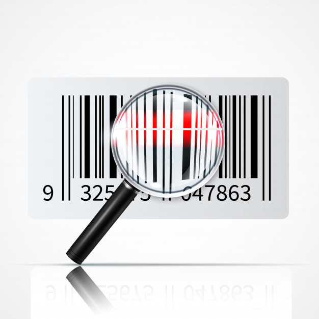 "Bar code magnifier realistic illustration Free Vector